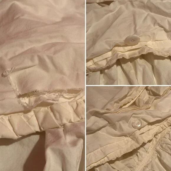 Anthropologie Cirrus Duvet Cover Cream Cotton Ruffle Y2K Queen Comforter 1 Sham - Picture 9 of 10